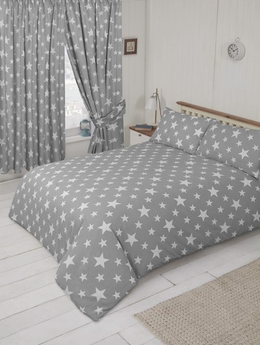 Stars grey bedding curtains - stars, or