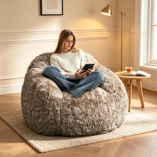 Faux fur bean bag chair - faux,