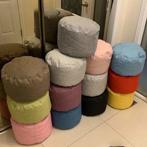 Round stool linen bean bag - stool,