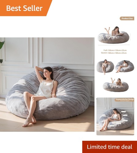 Large gray bean bag - large, bed