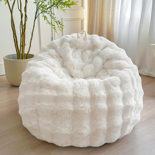 Fluffy faux rabbit fur - fur, bean